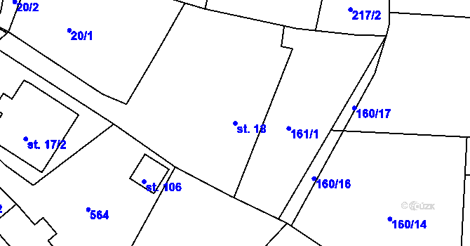 Parcela st. 18 v KÚ Vyžice, Katastrální mapa