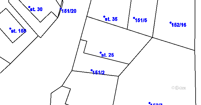 Parcela st. 25 v KÚ Vyžice, Katastrální mapa