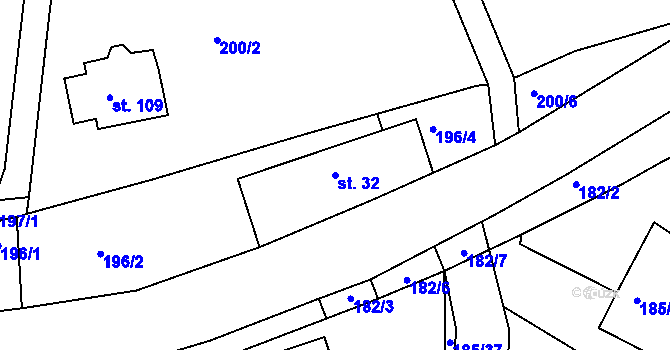 Parcela st. 32 v KÚ Vyžice, Katastrální mapa