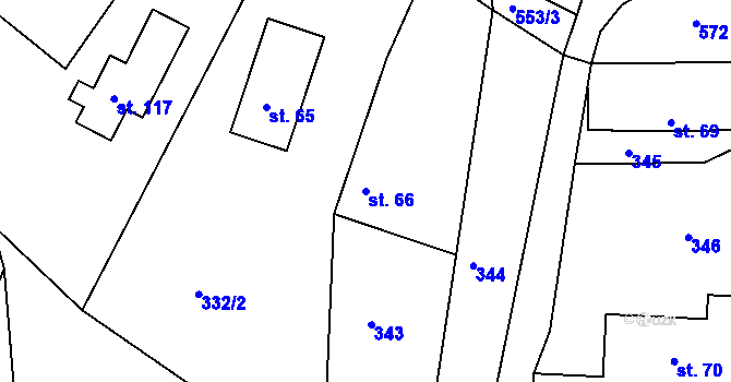 Parcela st. 66 v KÚ Vyžice, Katastrální mapa