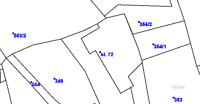 Parcela st. 72 v KÚ Vyžice, Katastrální mapa