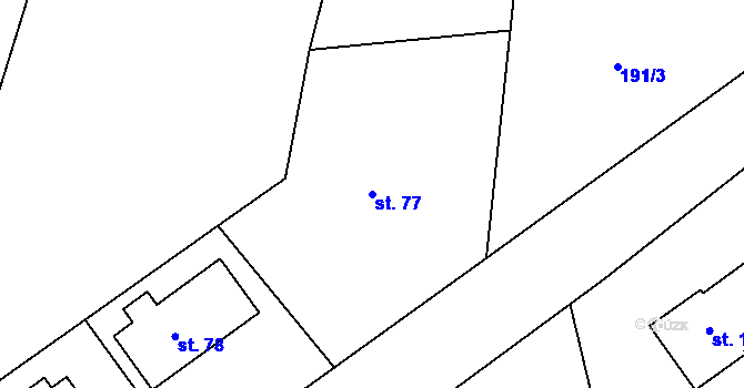 Parcela st. 77 v KÚ Vyžice, Katastrální mapa
