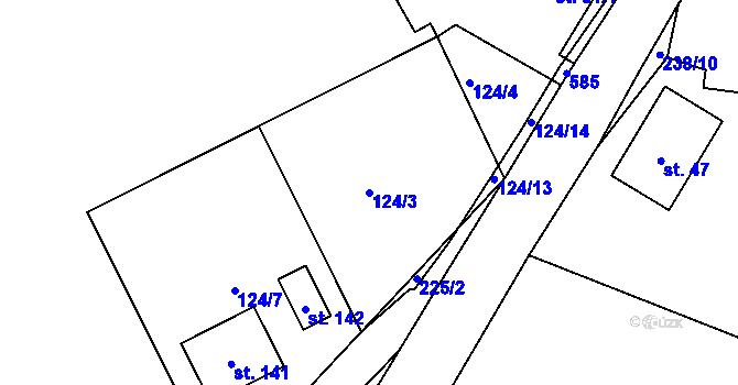 Parcela st. 124/3 v KÚ Vyžice, Katastrální mapa