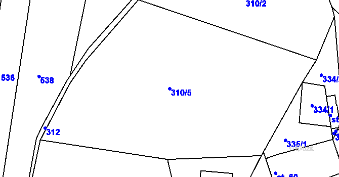 Parcela st. 310/5 v KÚ Vyžice, Katastrální mapa