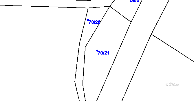 Parcela st. 70/21 v KÚ Vyžice, Katastrální mapa