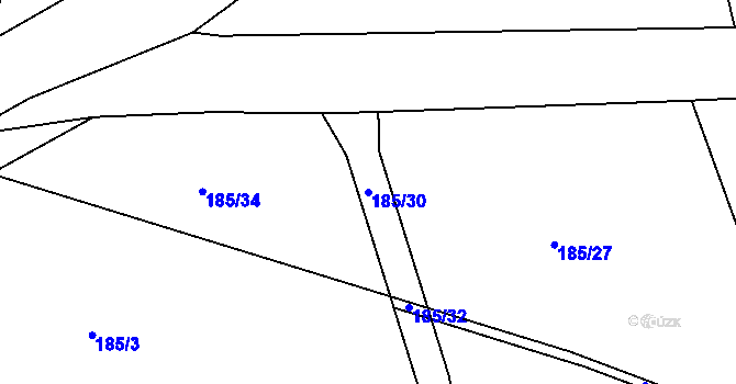 Parcela st. 185/30 v KÚ Vyžice, Katastrální mapa