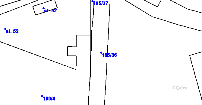 Parcela st. 185/36 v KÚ Vyžice, Katastrální mapa