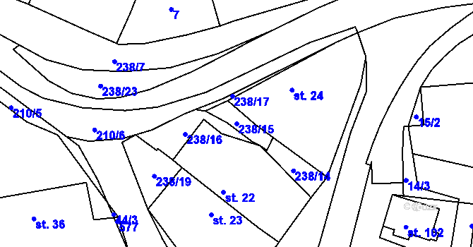 Parcela st. 238/15 v KÚ Vyžice, Katastrální mapa