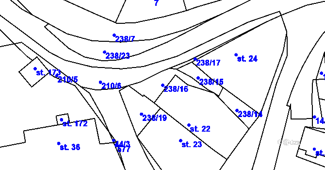 Parcela st. 238/16 v KÚ Vyžice, Katastrální mapa