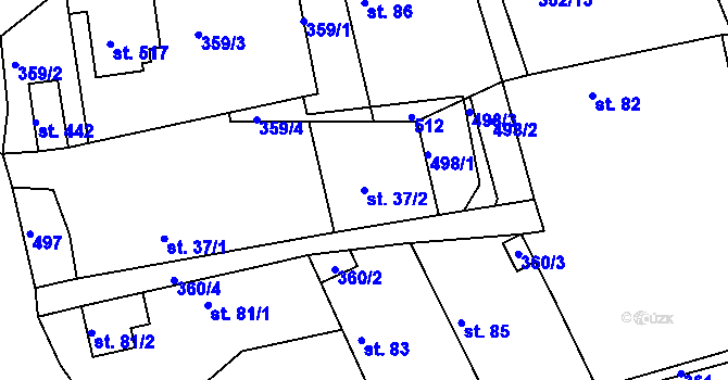 Parcela st. 37/2 v KÚ Vyžlovka, Katastrální mapa