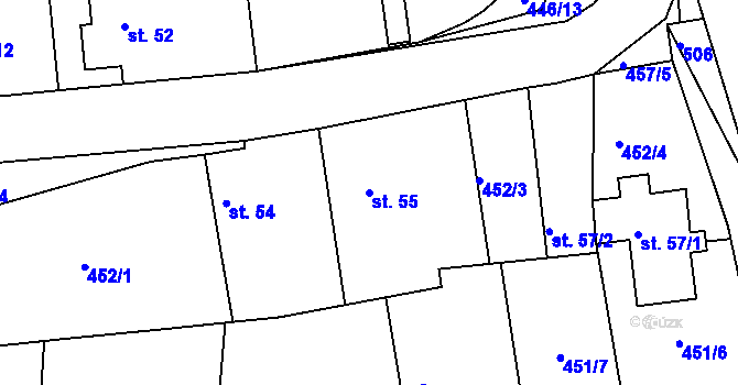 Parcela st. 55 v KÚ Vyžlovka, Katastrální mapa