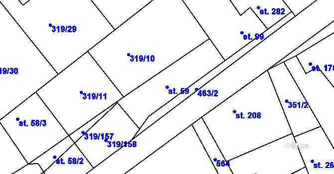 Parcela st. 59 v KÚ Vyžlovka, Katastrální mapa
