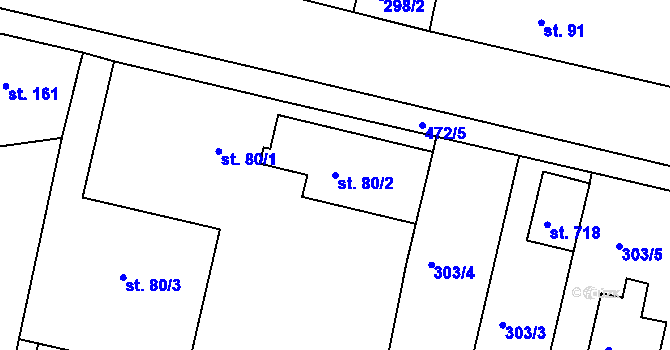 Parcela st. 80/2 v KÚ Vyžlovka, Katastrální mapa