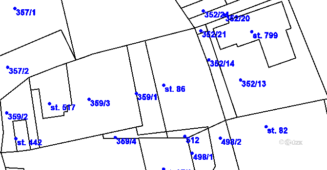 Parcela st. 86 v KÚ Vyžlovka, Katastrální mapa