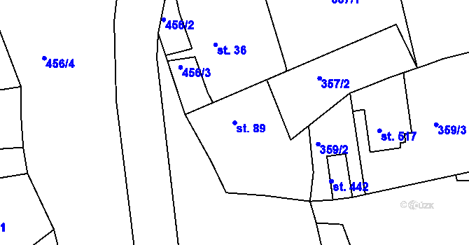 Parcela st. 89 v KÚ Vyžlovka, Katastrální mapa