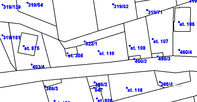 Parcela st. 119 v KÚ Vyžlovka, Katastrální mapa