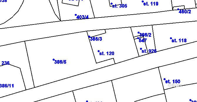 Parcela st. 120 v KÚ Vyžlovka, Katastrální mapa