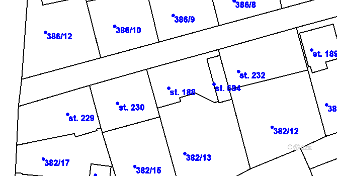 Parcela st. 188 v KÚ Vyžlovka, Katastrální mapa