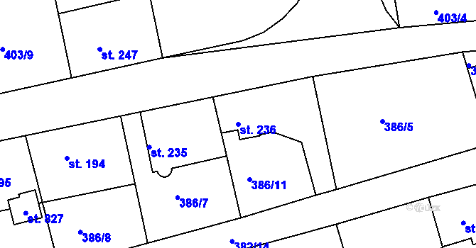 Parcela st. 236 v KÚ Vyžlovka, Katastrální mapa