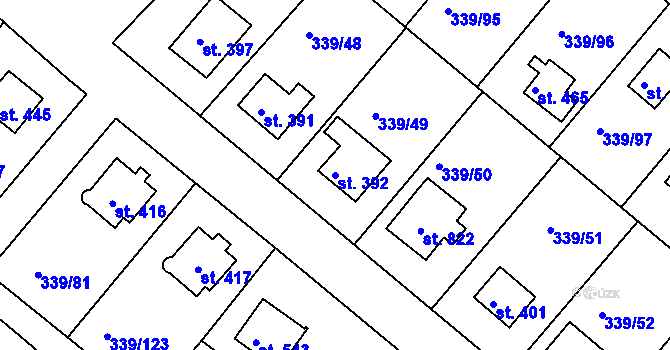Parcela st. 392 v KÚ Vyžlovka, Katastrální mapa