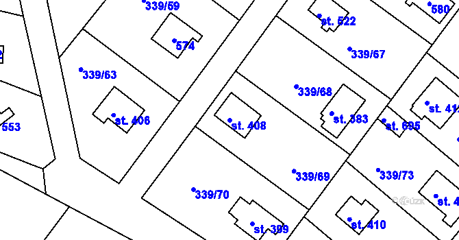 Parcela st. 408 v KÚ Vyžlovka, Katastrální mapa