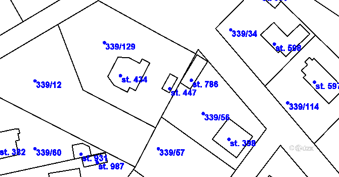Parcela st. 447 v KÚ Vyžlovka, Katastrální mapa