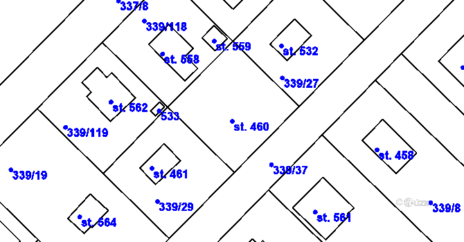 Parcela st. 460 v KÚ Vyžlovka, Katastrální mapa