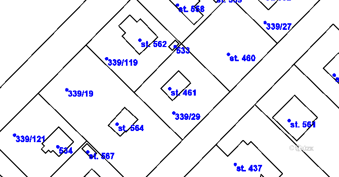 Parcela st. 461 v KÚ Vyžlovka, Katastrální mapa