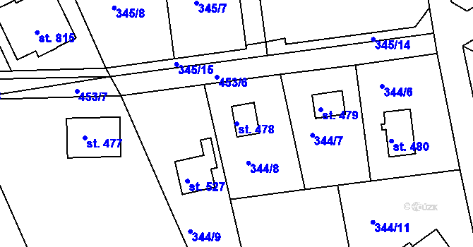 Parcela st. 478 v KÚ Vyžlovka, Katastrální mapa