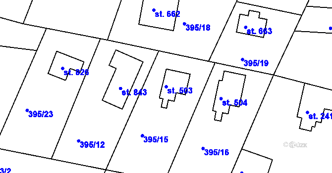 Parcela st. 503 v KÚ Vyžlovka, Katastrální mapa