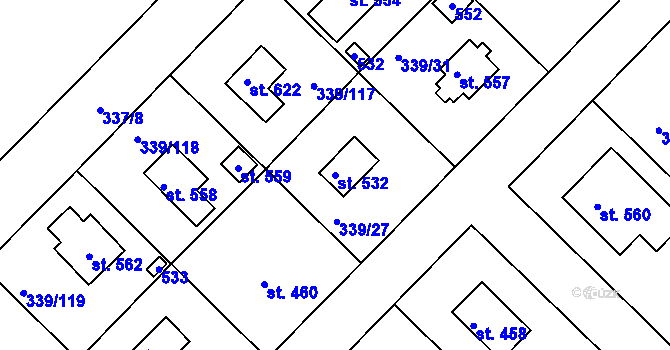 Parcela st. 532 v KÚ Vyžlovka, Katastrální mapa