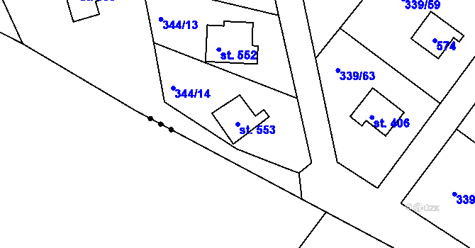 Parcela st. 553 v KÚ Vyžlovka, Katastrální mapa