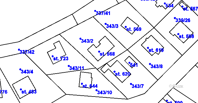 Parcela st. 568 v KÚ Vyžlovka, Katastrální mapa