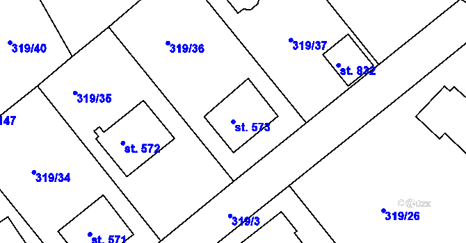 Parcela st. 573 v KÚ Vyžlovka, Katastrální mapa