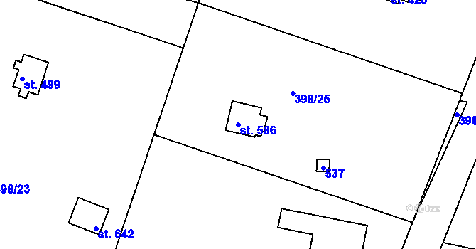 Parcela st. 586 v KÚ Vyžlovka, Katastrální mapa