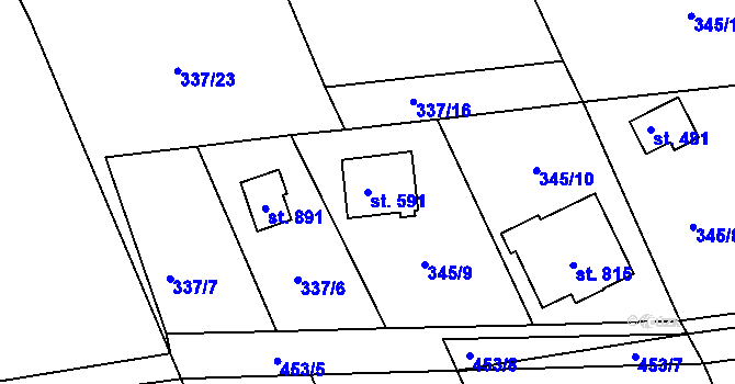 Parcela st. 591 v KÚ Vyžlovka, Katastrální mapa