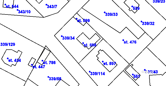 Parcela st. 598 v KÚ Vyžlovka, Katastrální mapa