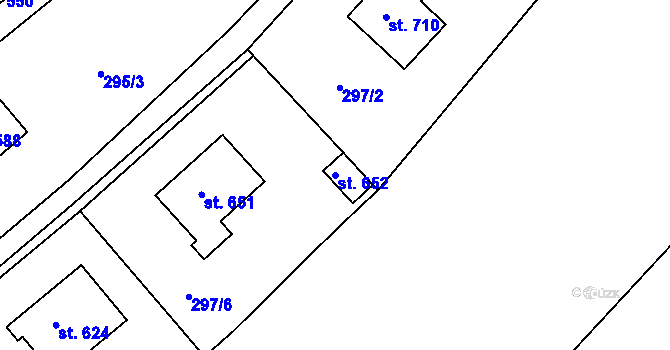 Parcela st. 652 v KÚ Vyžlovka, Katastrální mapa