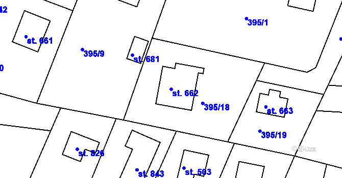 Parcela st. 662 v KÚ Vyžlovka, Katastrální mapa