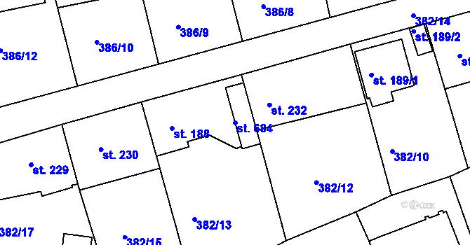 Parcela st. 684 v KÚ Vyžlovka, Katastrální mapa