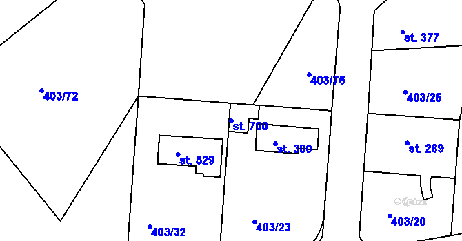 Parcela st. 700 v KÚ Vyžlovka, Katastrální mapa