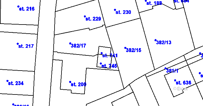 Parcela st. 741 v KÚ Vyžlovka, Katastrální mapa