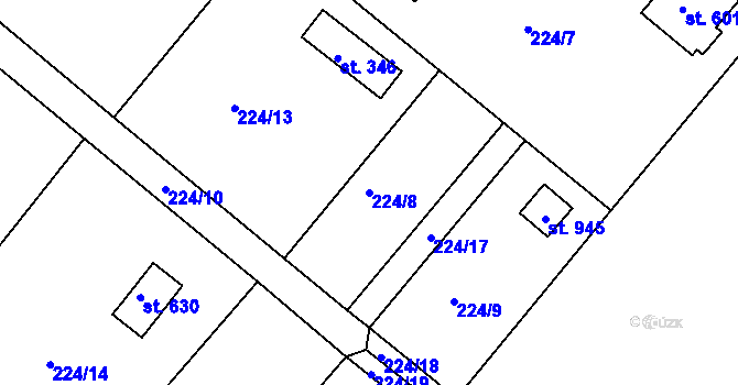 Parcela st. 224/8 v KÚ Vyžlovka, Katastrální mapa