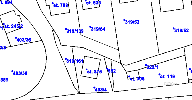 Parcela st. 319/42 v KÚ Vyžlovka, Katastrální mapa