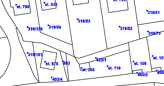 Parcela st. 319/73 v KÚ Vyžlovka, Katastrální mapa