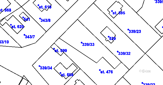 Parcela st. 339/33 v KÚ Vyžlovka, Katastrální mapa