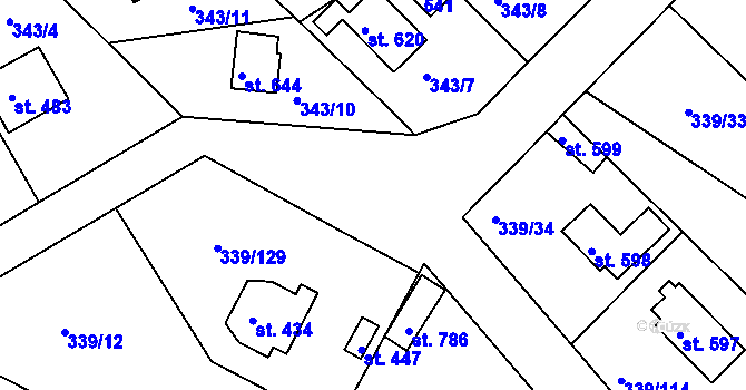 Parcela st. 339/36 v KÚ Vyžlovka, Katastrální mapa