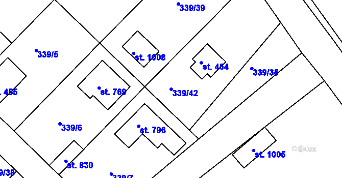 Parcela st. 339/42 v KÚ Vyžlovka, Katastrální mapa