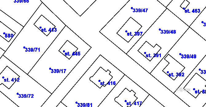Parcela st. 339/45 v KÚ Vyžlovka, Katastrální mapa