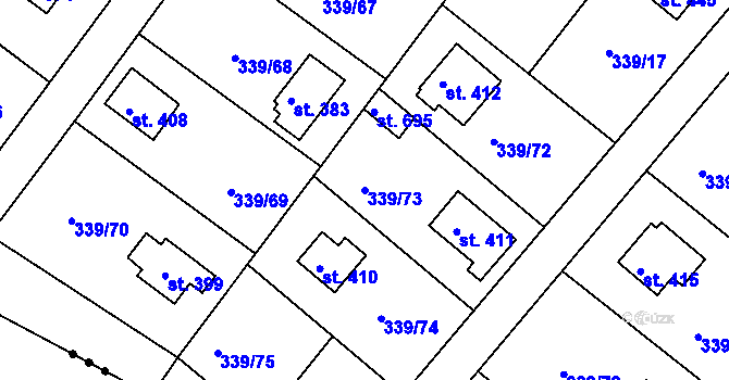 Parcela st. 339/73 v KÚ Vyžlovka, Katastrální mapa